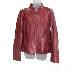 Classiques Entier Women’s Burgundy Wine Customized Leather Jacket Size Medium